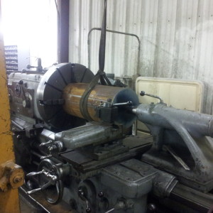 In the lathe it goes